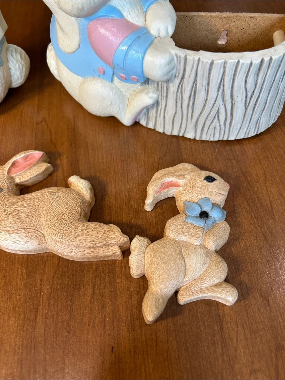 Vintage Homco Burwood  Bunny Decor with Pastel Blue & Pink Accents